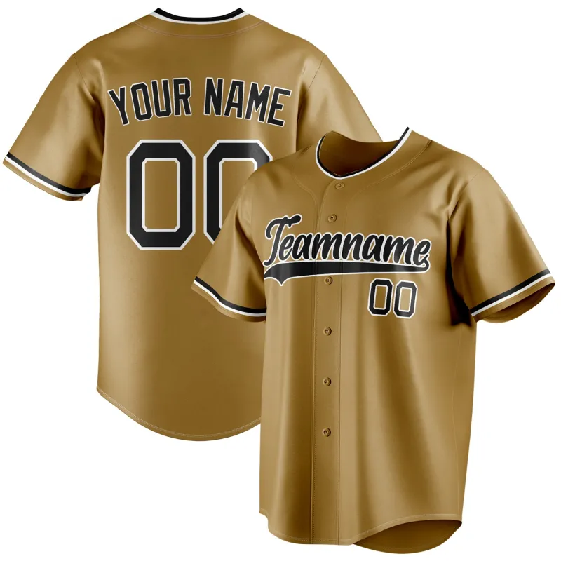 Custom Old Gold & Black Color Fan Baseball Jersey sold by Tailorly