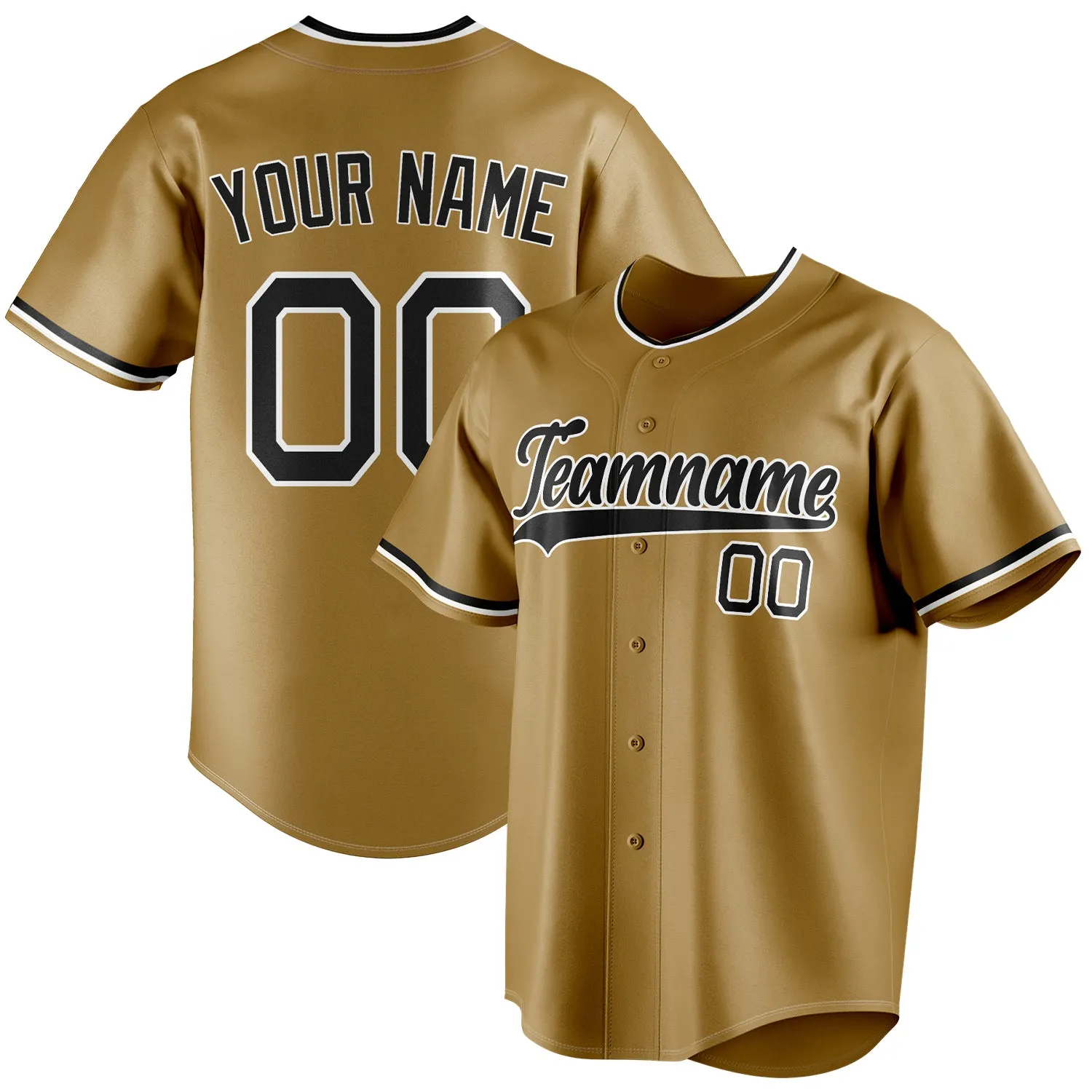 Custom Old Gold & Black Color Fan Baseball Jersey sold by Tailorly