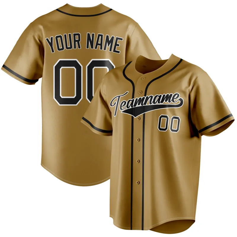 Custom Old Gold & Black Color Fan Baseball Jersey sold by Tailorly