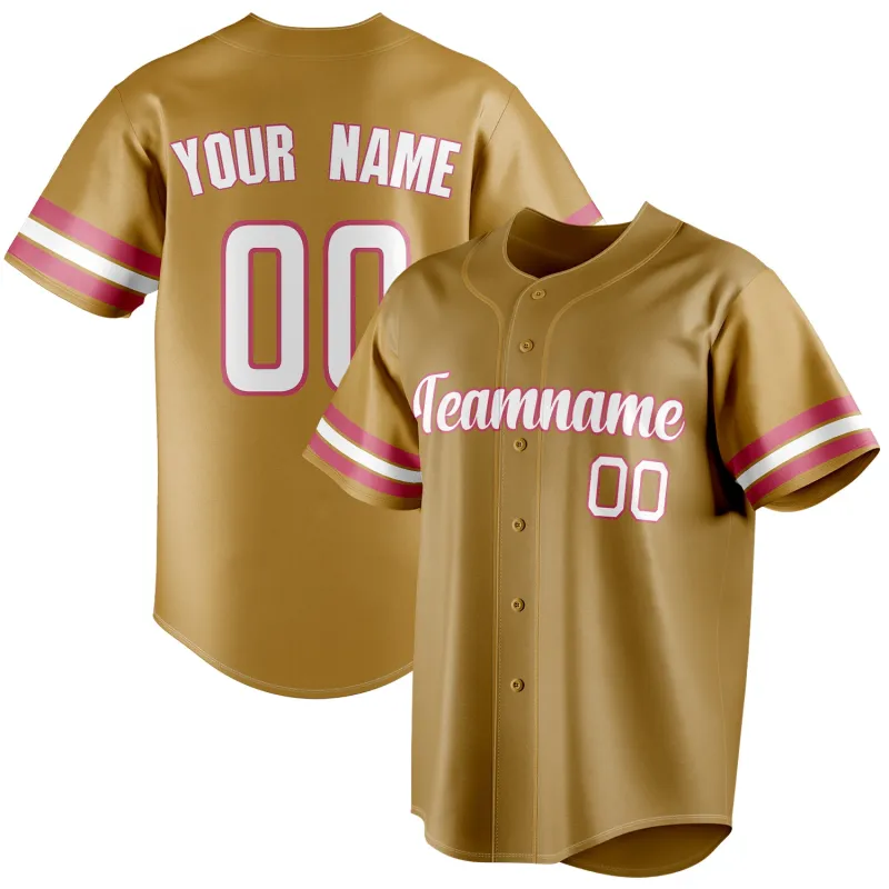 Custom Old Gold & White Color Fan Baseball Jersey sold by Tailorly