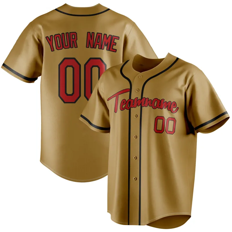 Custom Old Gold & Red Color Fan Baseball Jersey sold by Tailorly