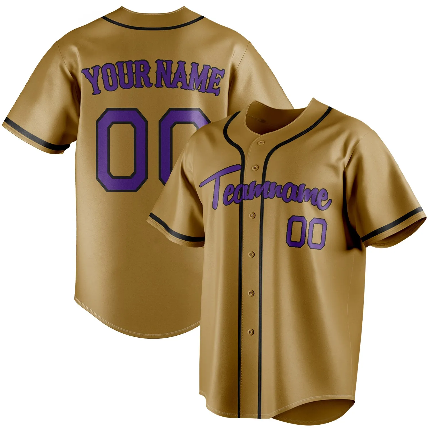 Custom Old Gold & Purple Color Fan Baseball Jersey sold by Tailorly