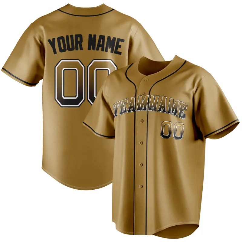 Custom Old Gold & Black Color Fan Baseball Jersey sold by Tailorly