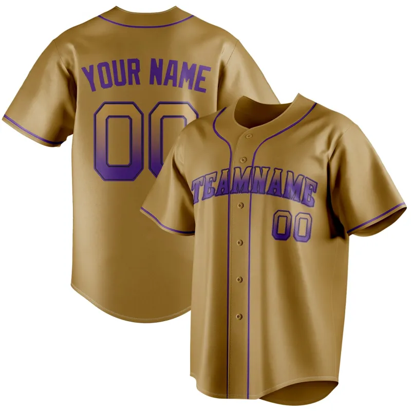 Custom Old Gold & Purple Color Fan Baseball Jersey sold by Tailorly