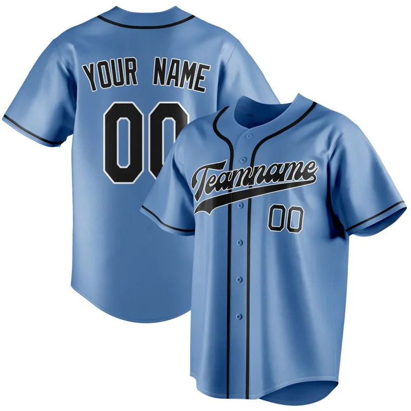 Custom Light Blue & Black Color Fan Baseball Jersey sold by Tailorly
