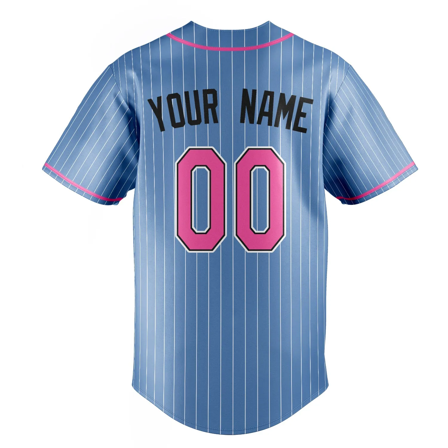 Custom Light Blue & Pink White Pinstripe Fan Baseball Jersey sold by Tailorly product image thumbnail 4