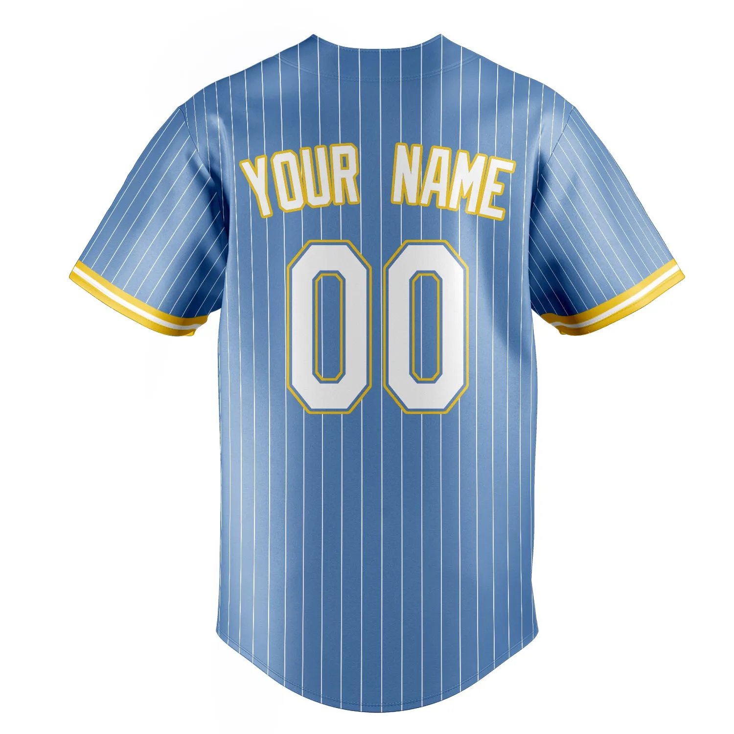 Custom Light Blue & White White Pinstripe Fan Baseball Jersey sold by Tailorly product image thumbnail 4