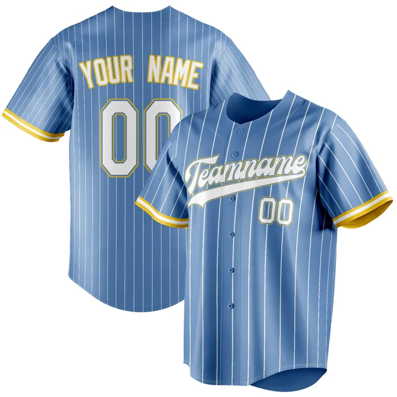 Custom Light Blue & White White Pinstripe Fan Baseball Jersey sold by Tailorly