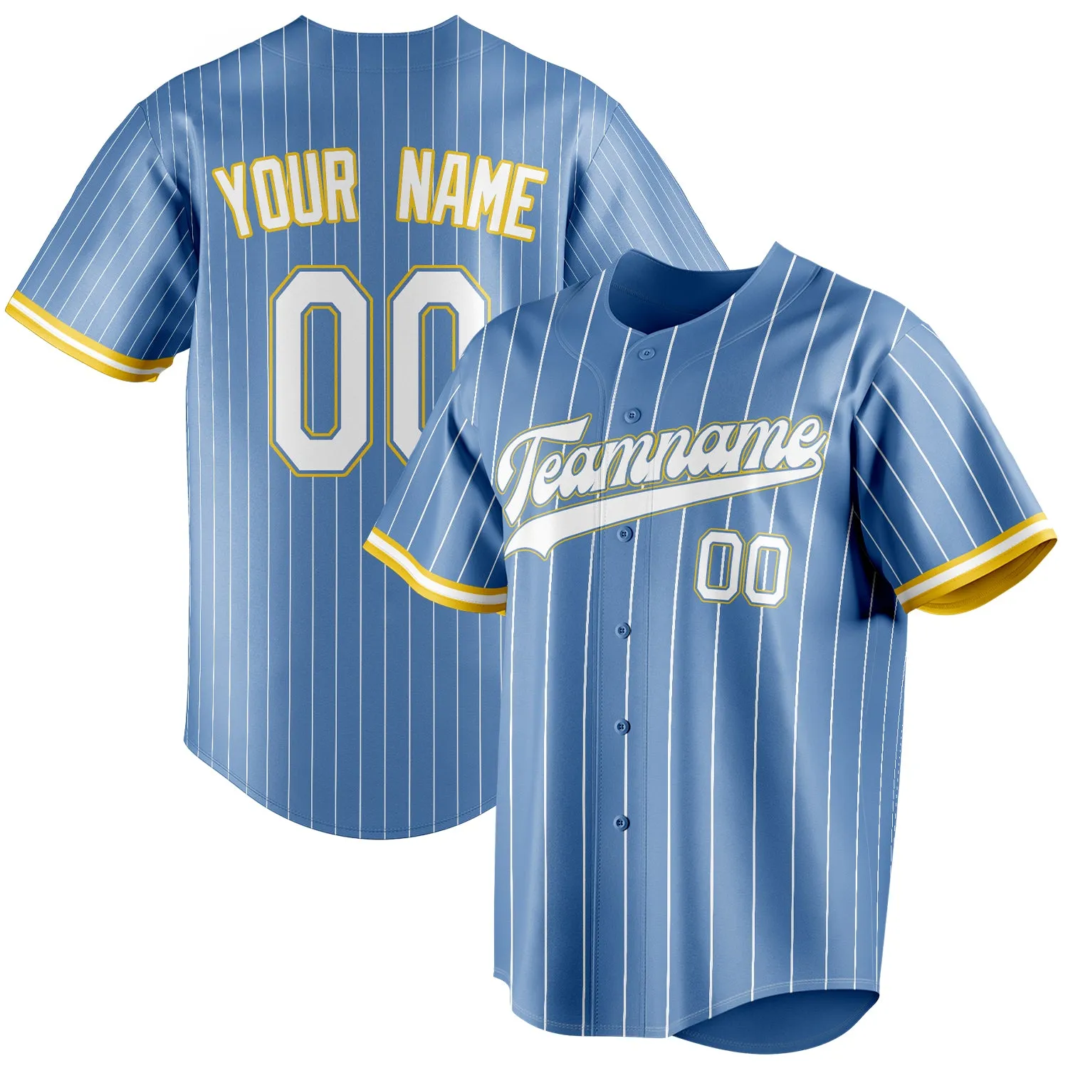 Custom Light Blue & White White Pinstripe Fan Baseball Jersey sold by Tailorly