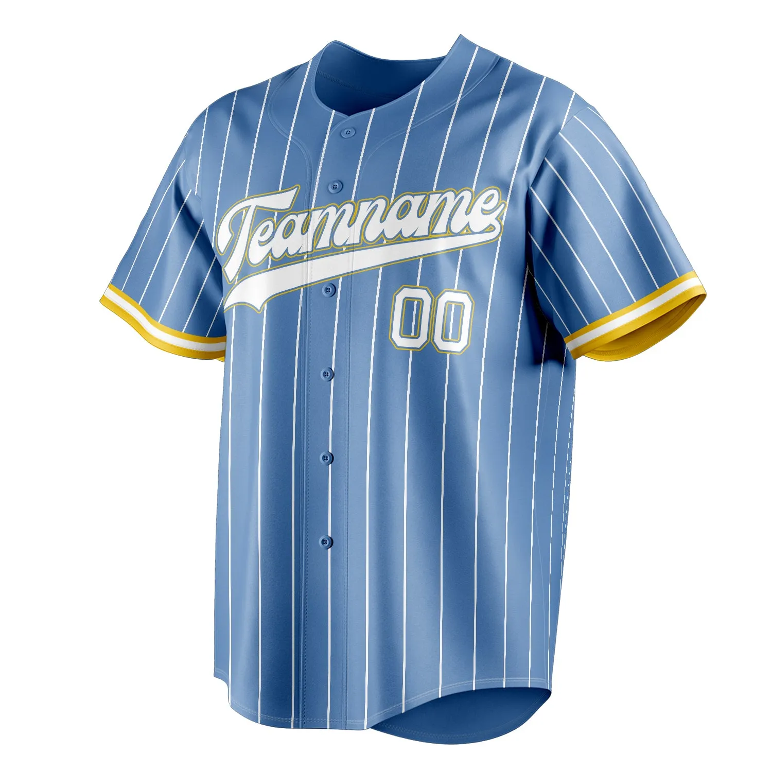 Custom Light Blue & White White Pinstripe Fan Baseball Jersey sold by Tailorly product image thumbnail 3
