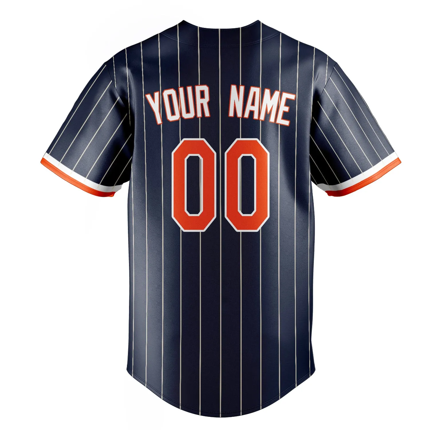 Custom Navy & Orange Cream Pinstripe Fan Baseball Jersey sold by Tailorly product image thumbnail 4