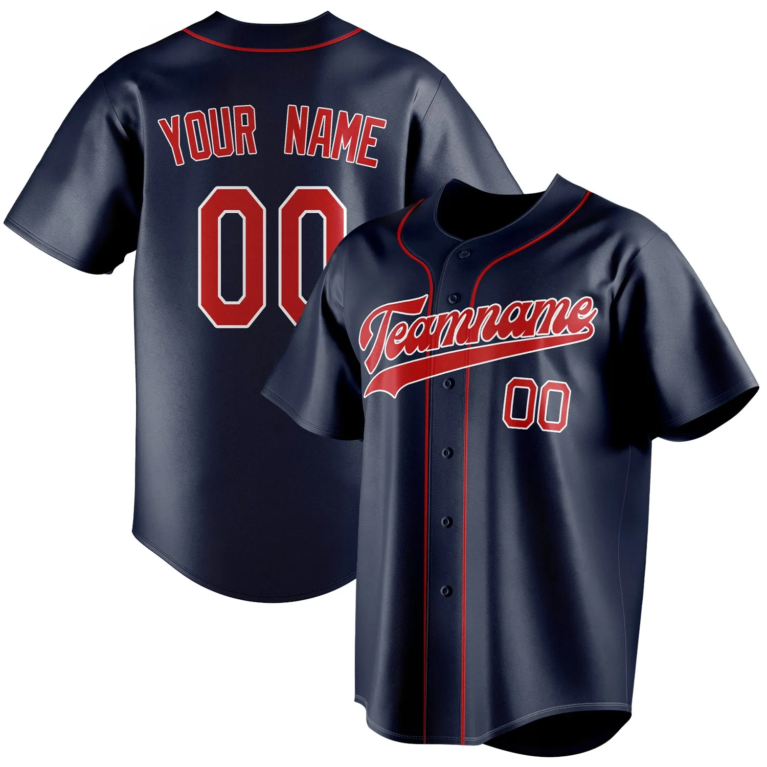 Custom Navy & Red Color Fan Baseball Jersey sold by Tailorly