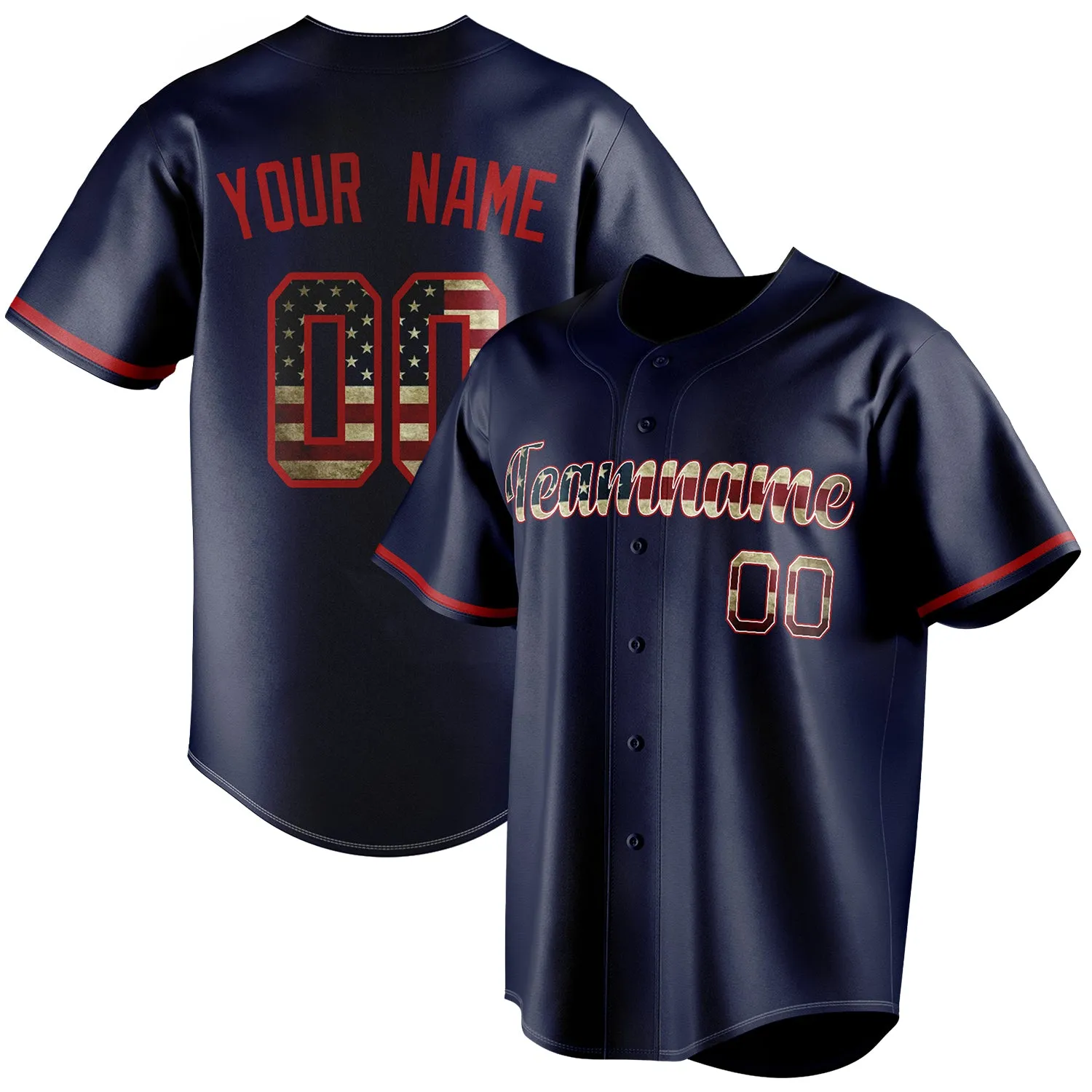 Custom Navy & Red Color Fan Baseball Jersey sold by Tailorly