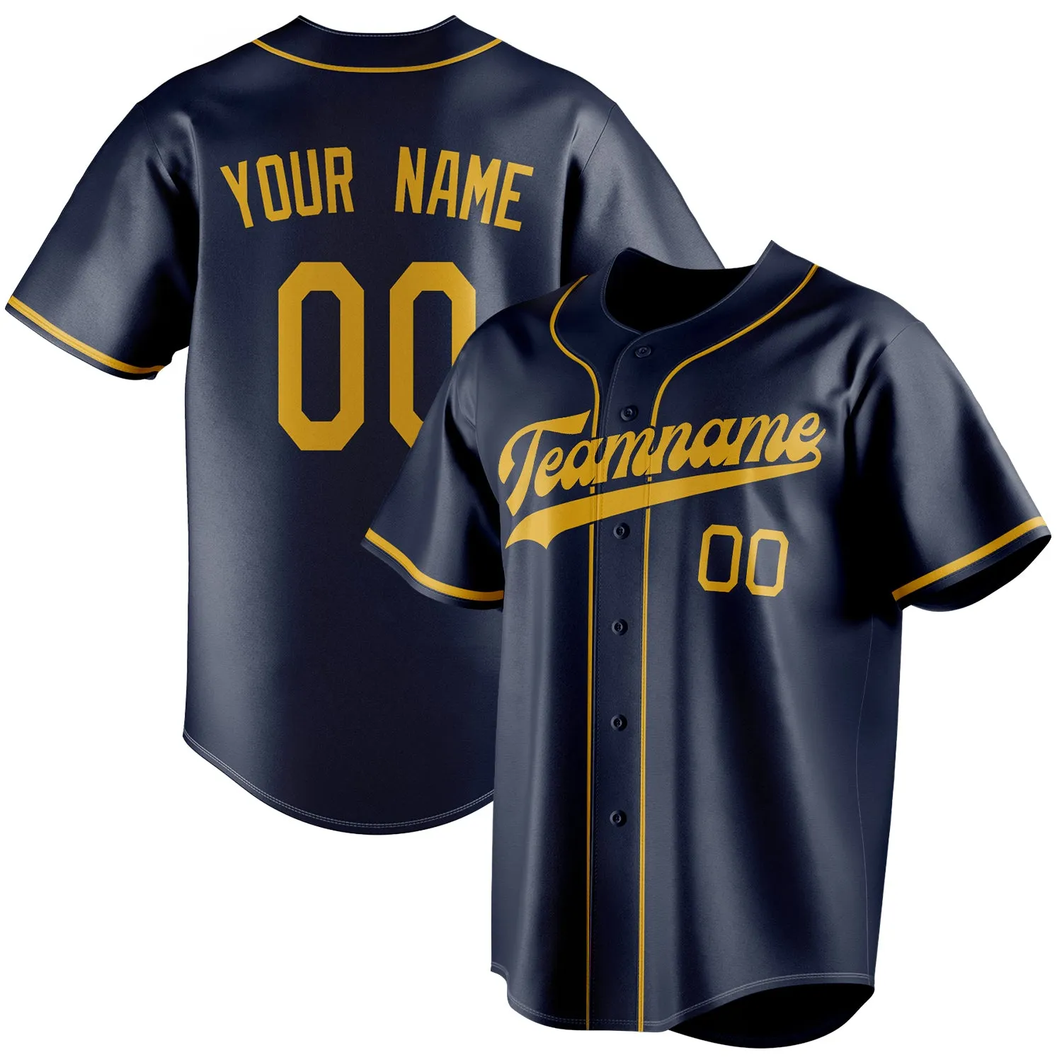 Custom Navy & Gold Color Fan Baseball Jersey sold by Tailorly
