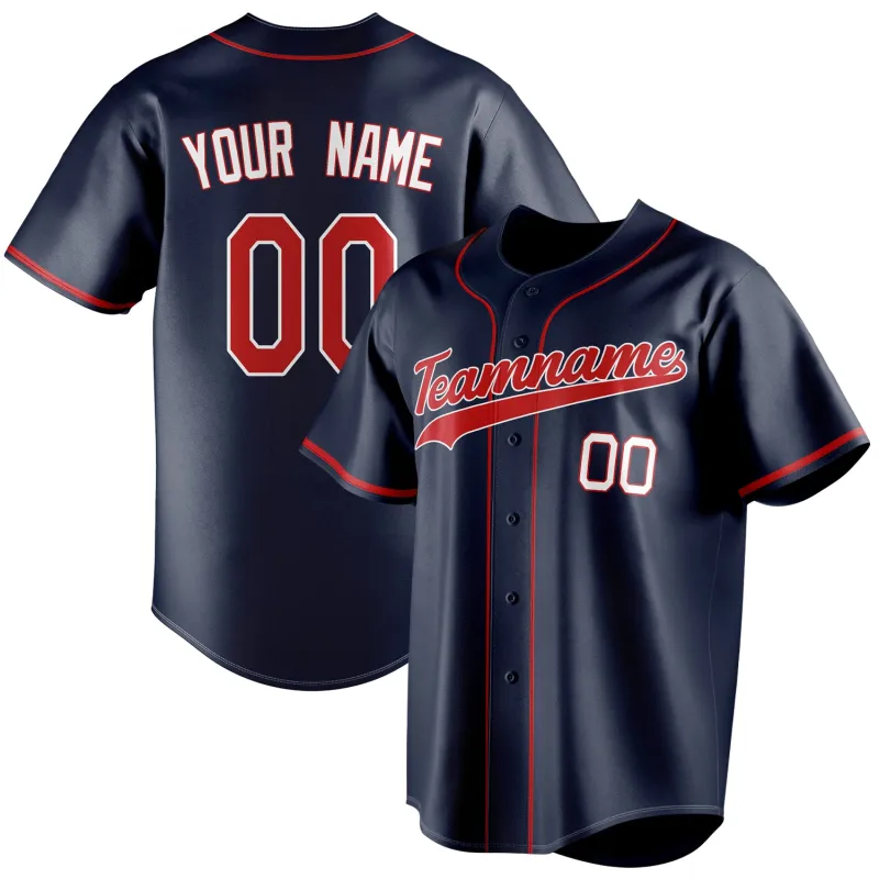 Custom Navy & Red Color Fan Baseball Jersey sold by Tailorly