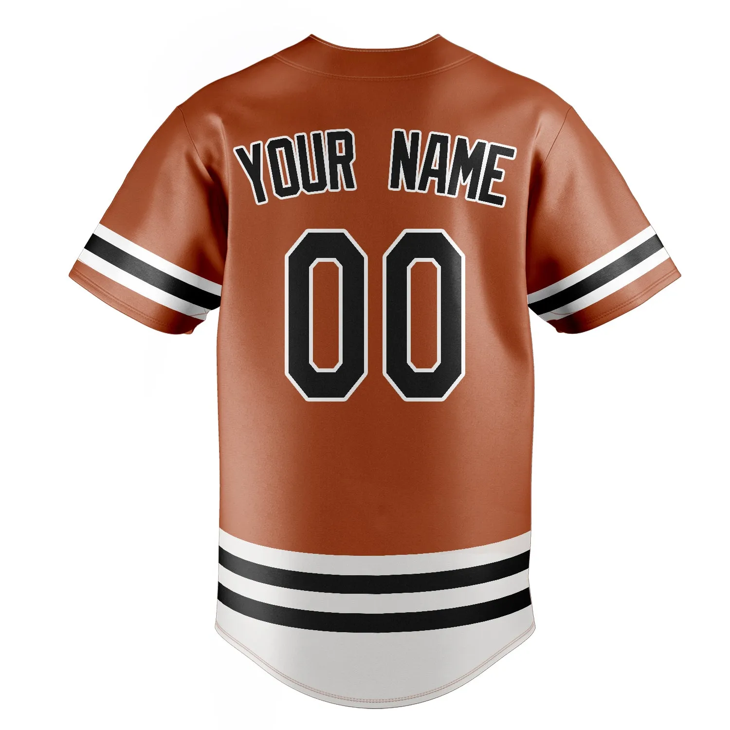 Custom Texas Orange & Black Double Stripe Fan Baseball Jersey sold by Tailorly product image thumbnail 4