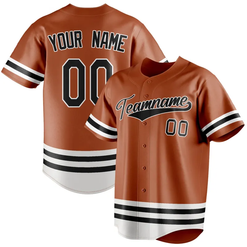 Custom Texas Orange & Black Double Stripe Fan Baseball Jersey sold by Tailorly