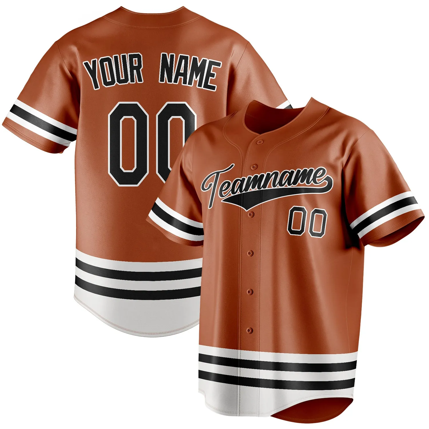 Custom Texas Orange & Black Double Stripe Fan Baseball Jersey sold by Tailorly