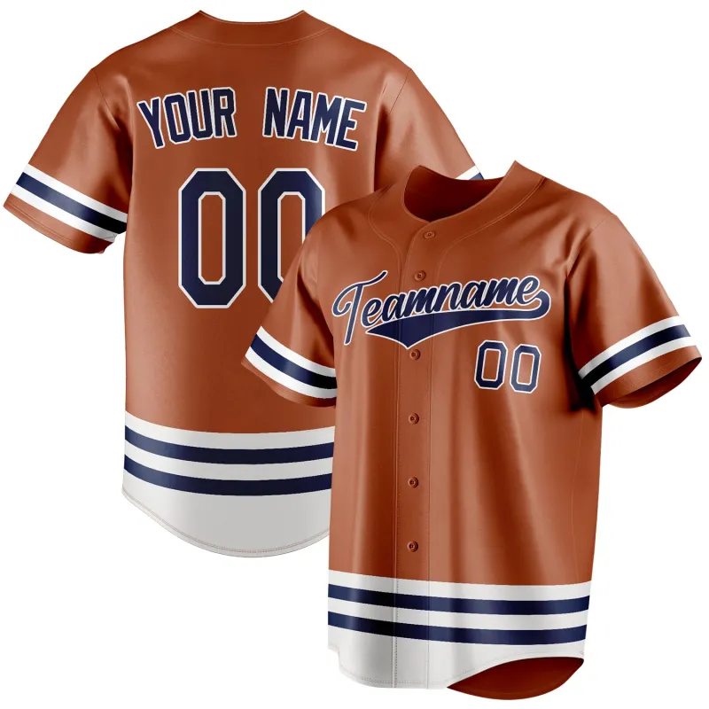 Custom Texas Orange & Navy Double Stripe Fan Baseball Jersey sold by Tailorly