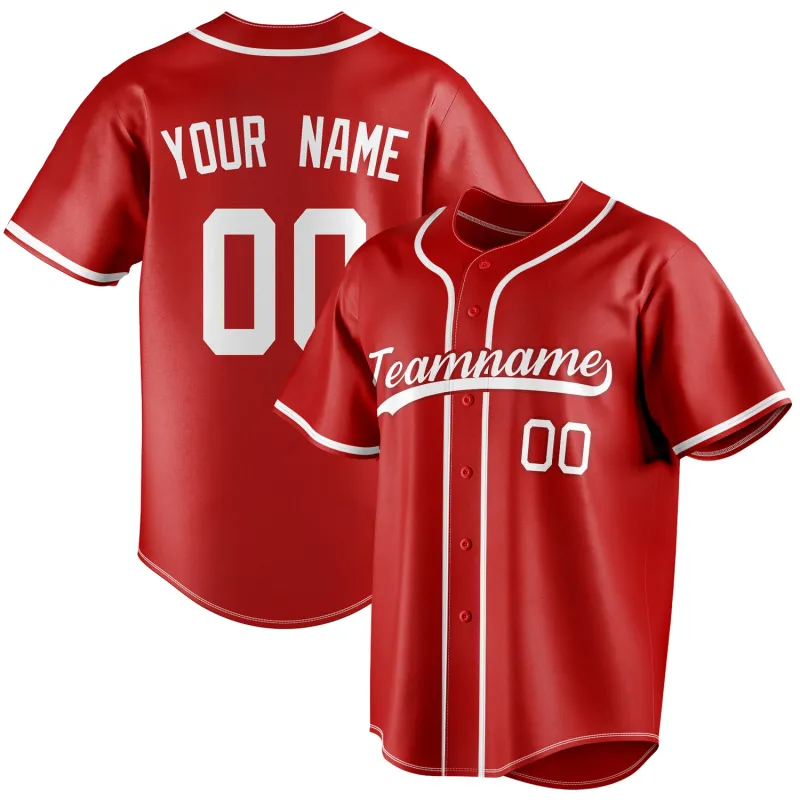 Custom Red & White Color Fan Baseball Jersey sold by Tailorly