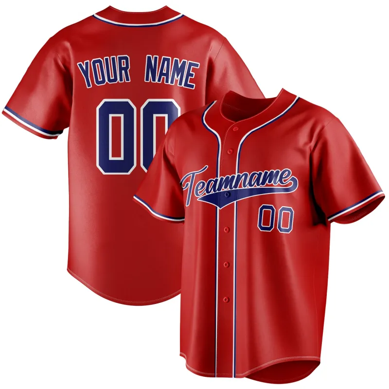 Custom Red & Royal Color Fan Baseball Jersey sold by Tailorly