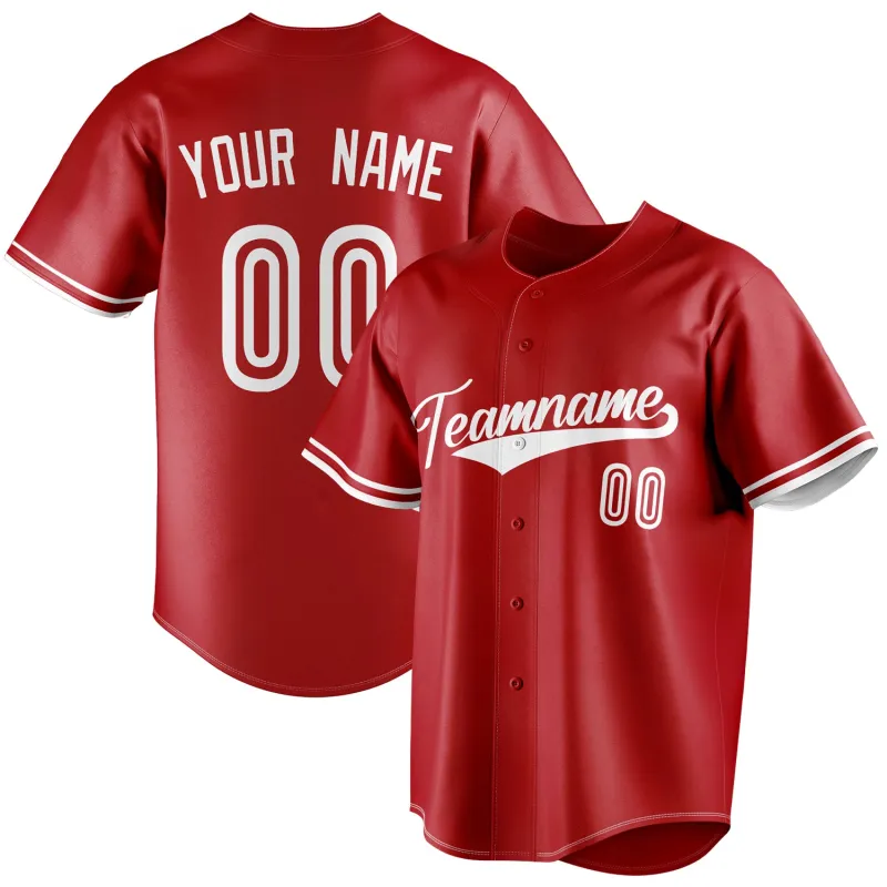 Custom Red & White Color Fan Baseball Jersey sold by Tailorly