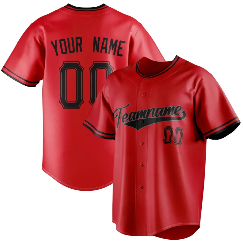 Custom Red & Black Color Fan Baseball Jersey sold by Tailorly