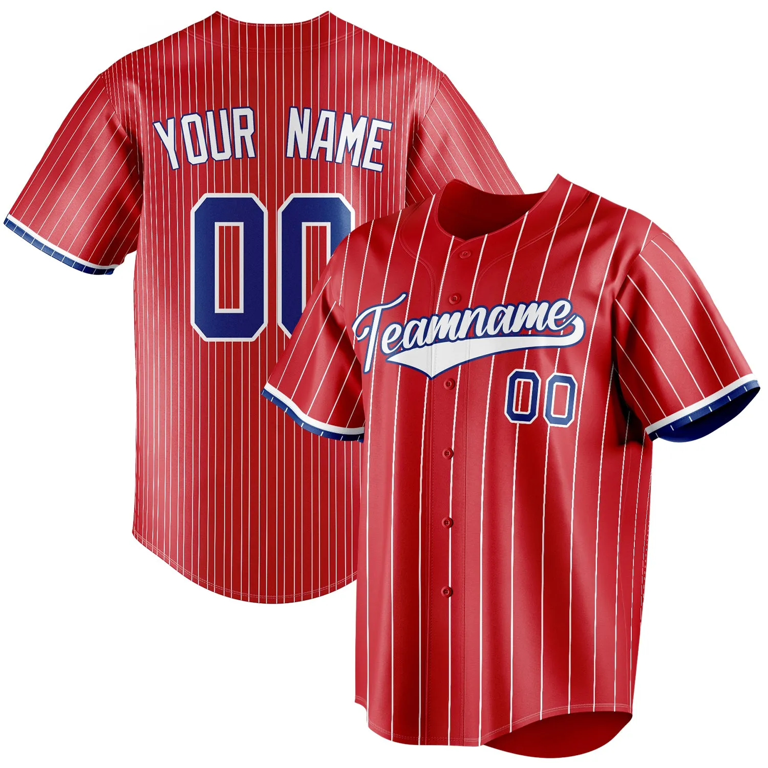 Custom Red & White White Pinstripe Fan Baseball Jersey sold by Tailorly