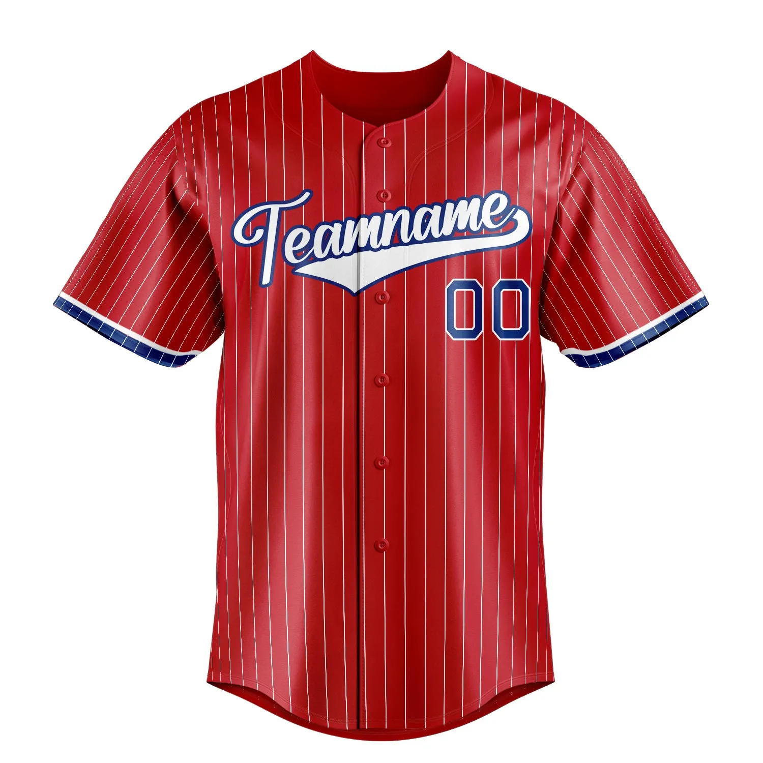 Custom Red & White White Pinstripe Fan Baseball Jersey sold by Tailorly product image thumbnail 2