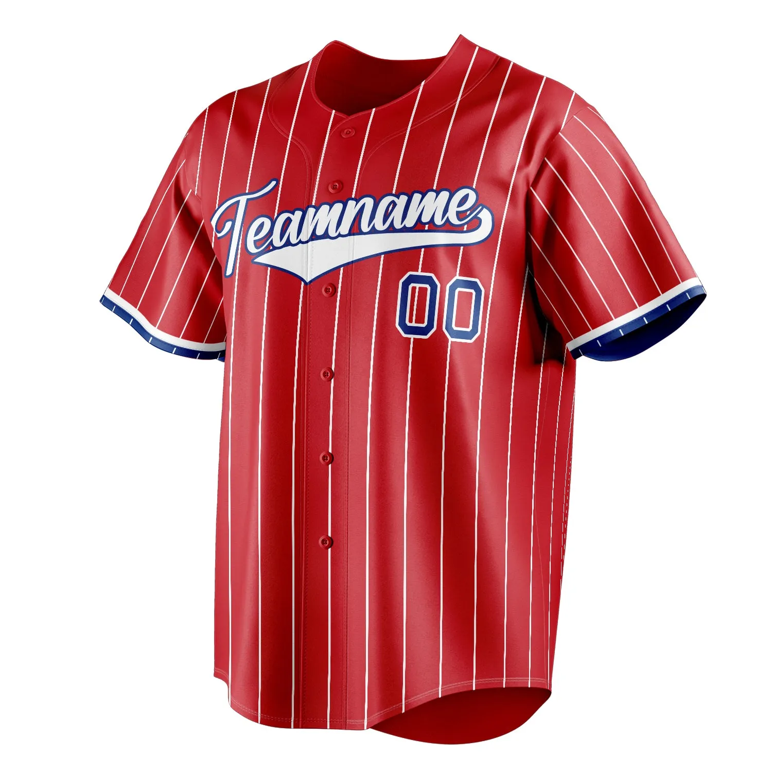 Custom Red & White White Pinstripe Fan Baseball Jersey sold by Tailorly product image thumbnail 3