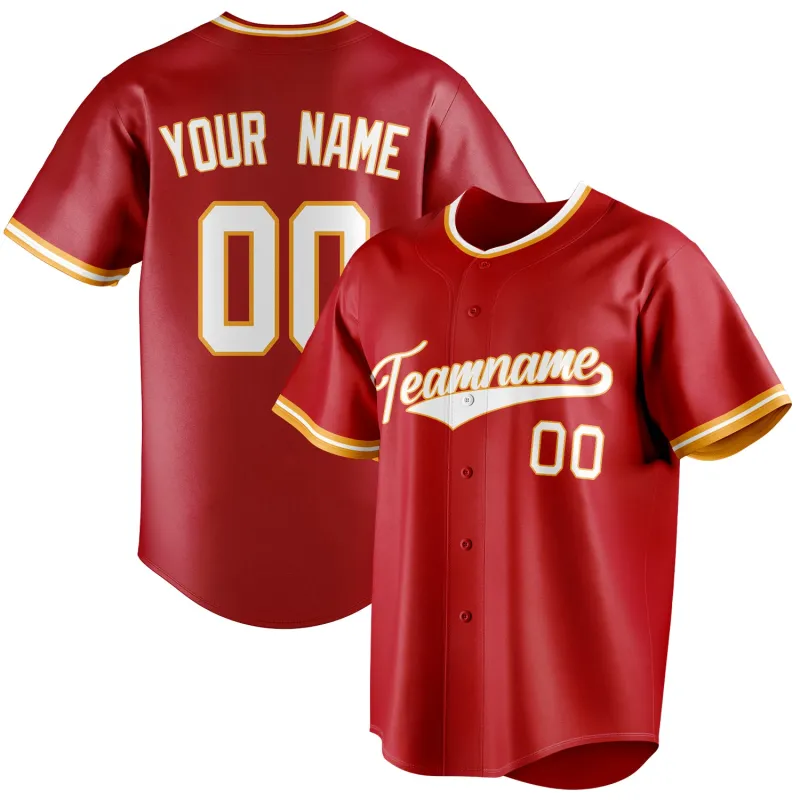 Custom Red & White Color Fan Baseball Jersey sold by Tailorly