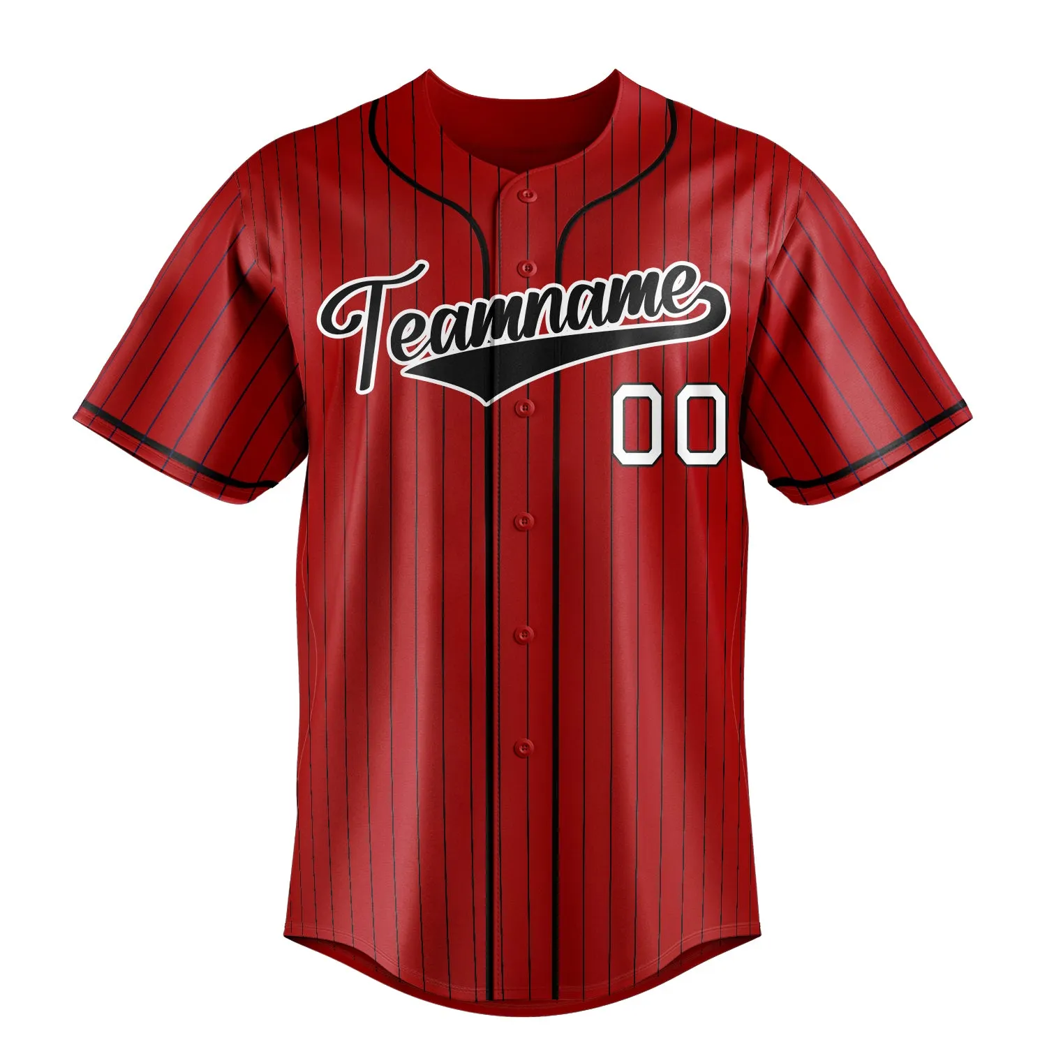 Custom Red & Black Black Pinstripe Fan Baseball Jersey sold by Tailorly product image thumbnail 2