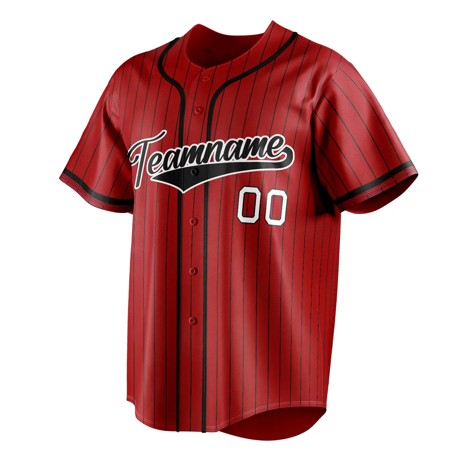 Custom Red & Black Black Pinstripe Fan Baseball Jersey sold by Tailorly product image thumbnail 3
