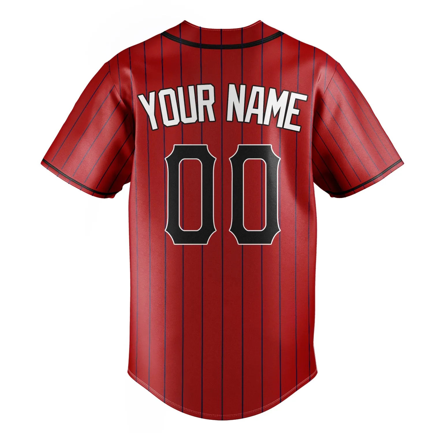 Custom Red & Black Black Pinstripe Fan Baseball Jersey sold by Tailorly product image thumbnail 4