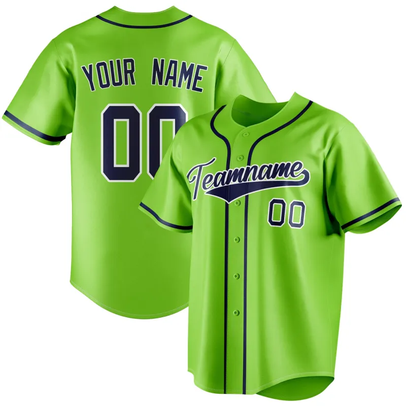 Custom Neon Green & Navy Color Fan Baseball Jersey sold by Tailorly