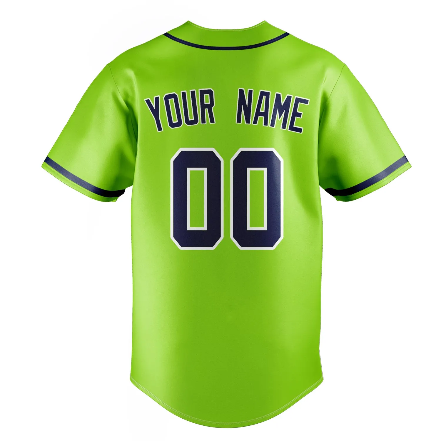 Custom Neon Green & Navy Color Fan Baseball Jersey sold by Tailorly product image thumbnail 4