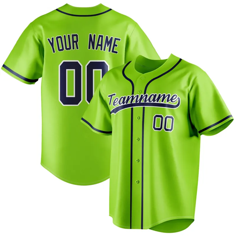 Custom Neon Green & Navy Color Fan Baseball Jersey sold by Tailorly
