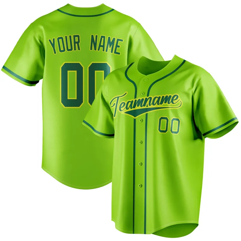 Custom Neon Green & Kelly Green Color Fan Baseball Jersey sold by Tailorly