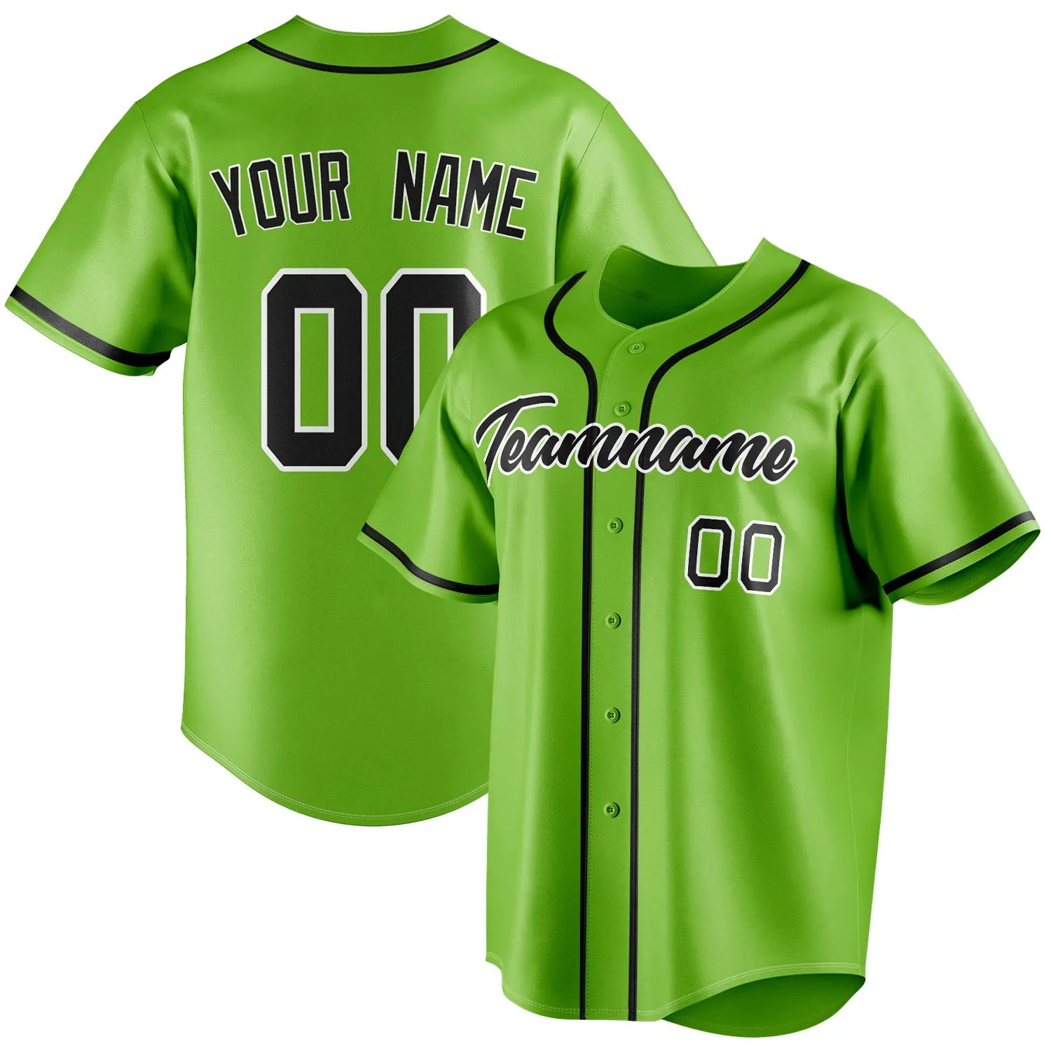 Custom Neon Green & Black Color Fan Baseball Jersey sold by Tailorly