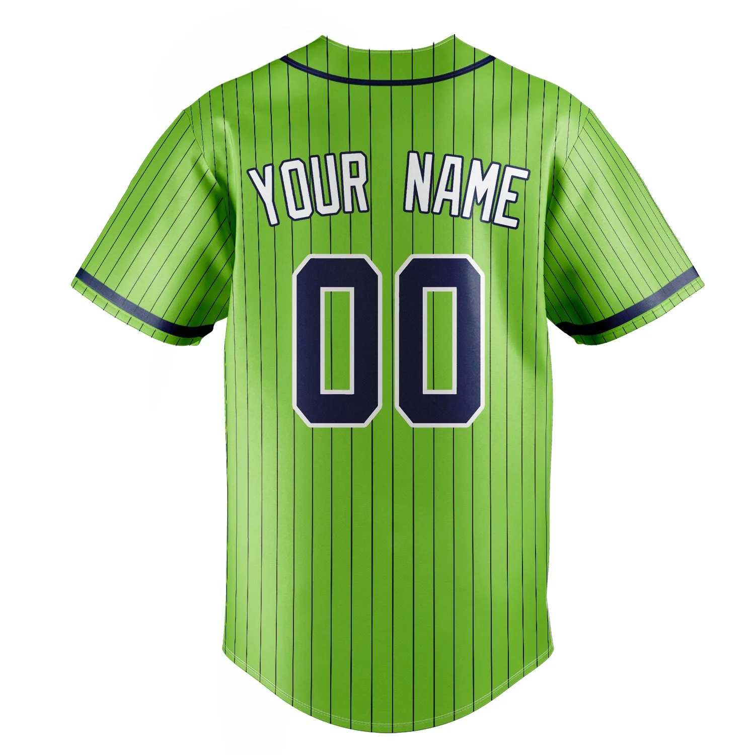 Custom Neon Green & Navy Black Pinstripe Fan Baseball Jersey sold by Tailorly product image thumbnail 4