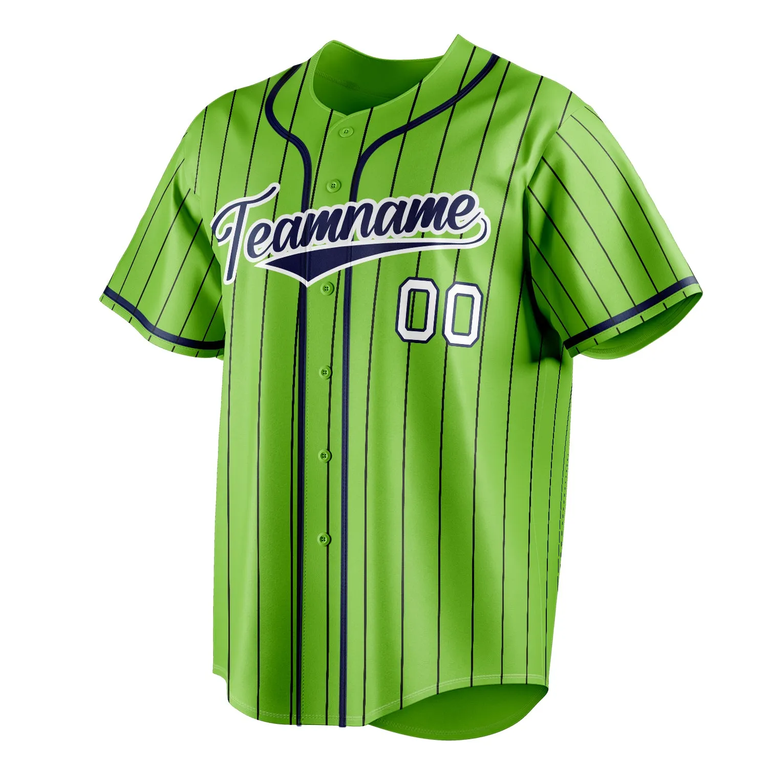 Custom Neon Green & Navy Black Pinstripe Fan Baseball Jersey sold by Tailorly product image thumbnail 3