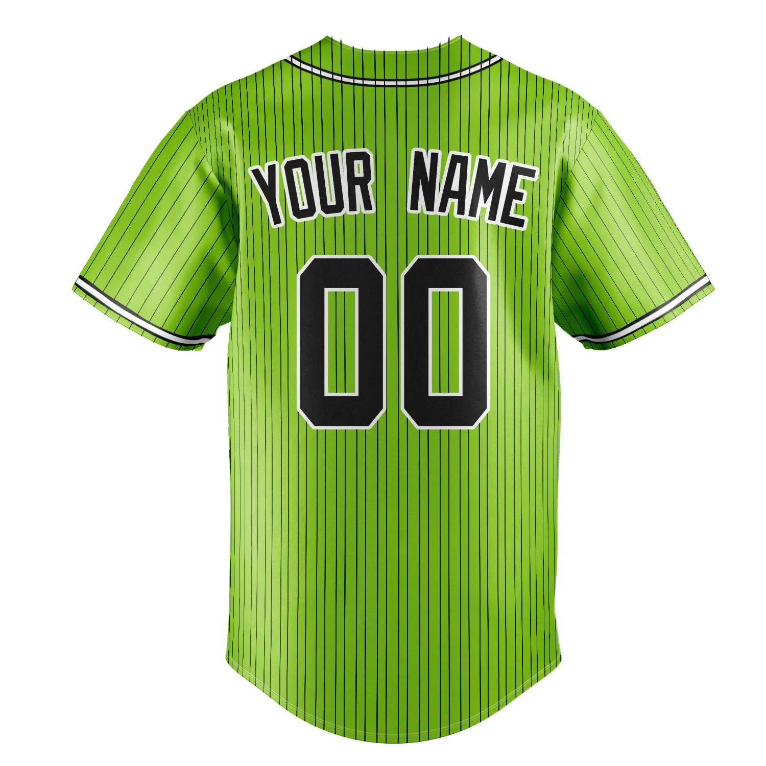 Custom Neon Green & Black Black Pinstripe Fan Baseball Jersey sold by Tailorly product image thumbnail 4