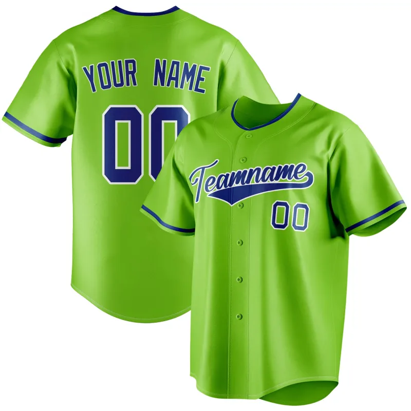 Custom Neon Green & Royal Color Fan Baseball Jersey sold by Tailorly