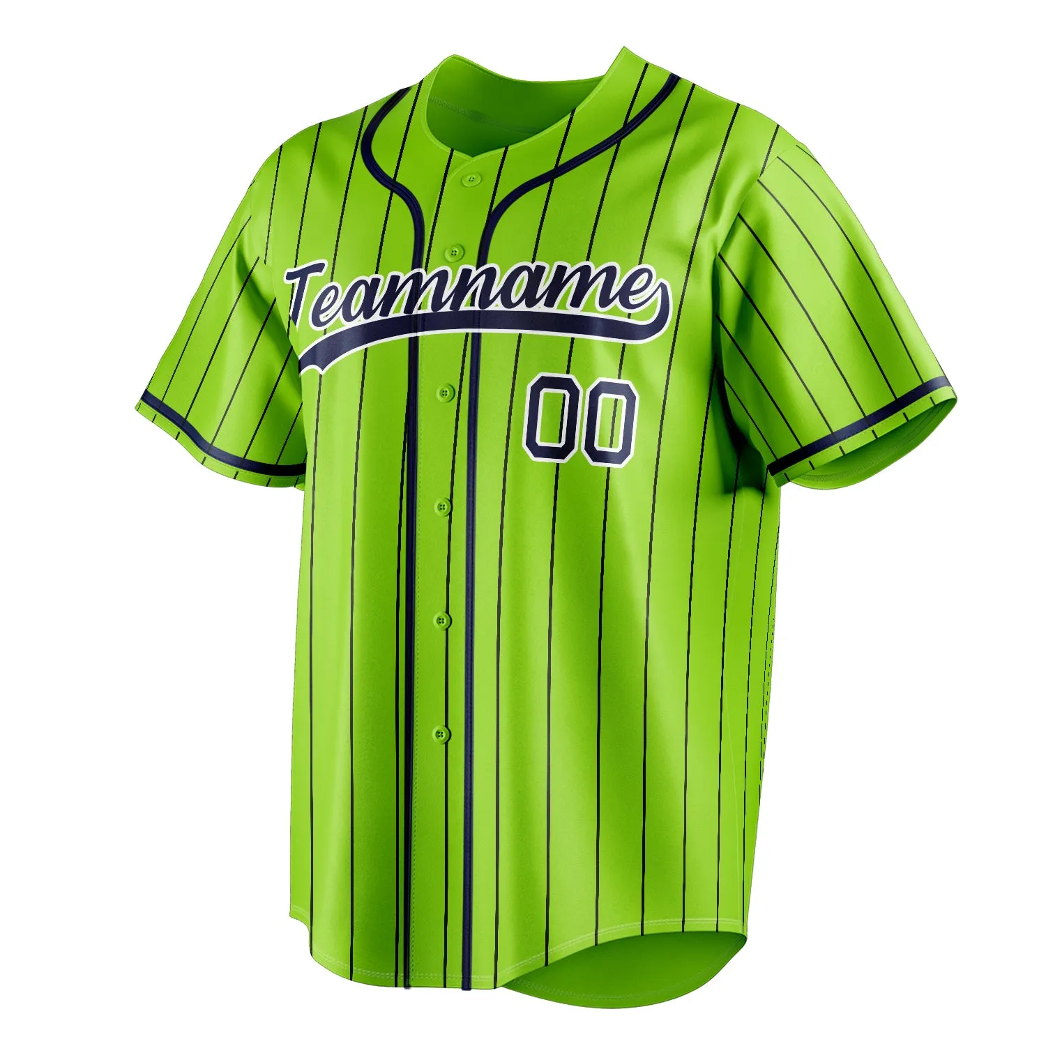 Custom Neon Green & Navy Black Pinstripe Fan Baseball Jersey sold by Tailorly product image thumbnail 3