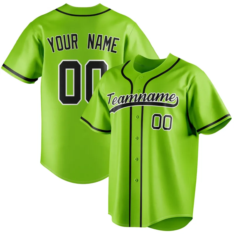 Custom Neon Green & Black Color Fan Baseball Jersey sold by Tailorly