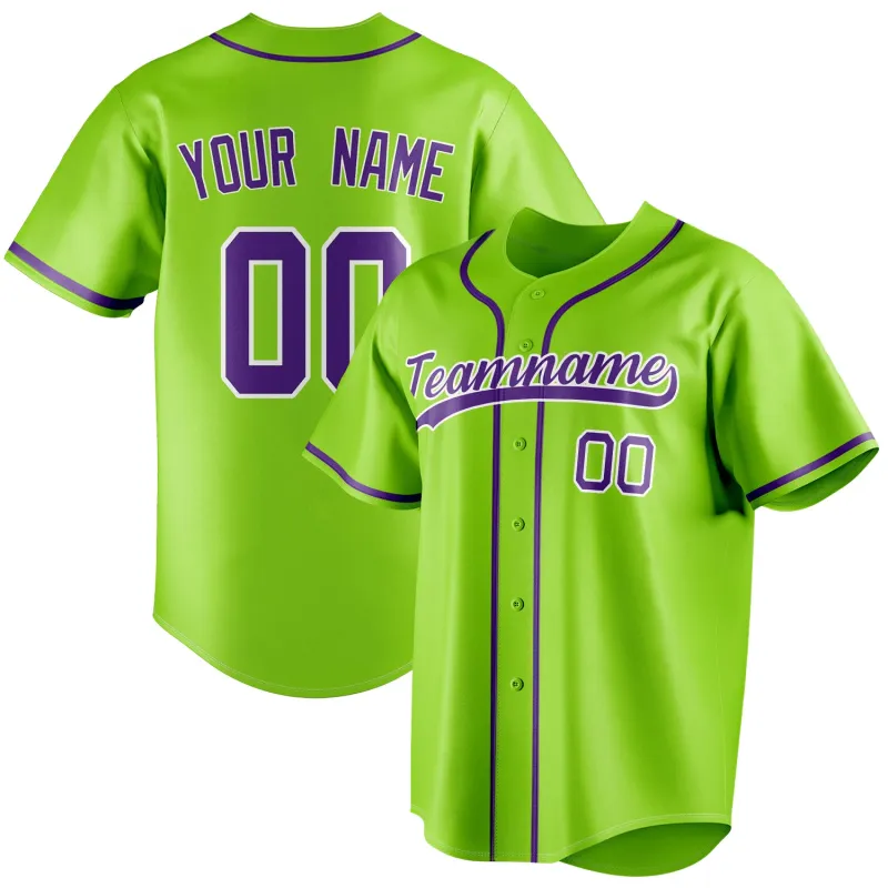 Custom Neon Green & Purple Color Fan Baseball Jersey sold by Tailorly