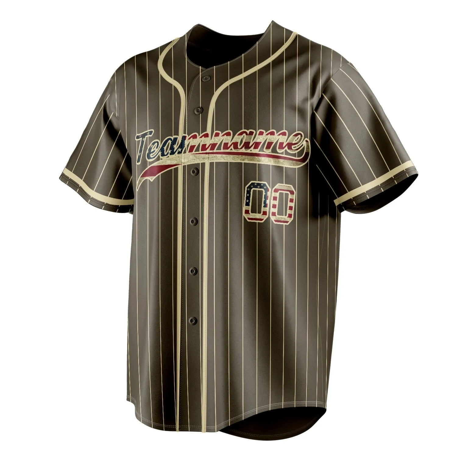 Custom Olive & Cream Vintage USA Flag Fan Baseball Jersey sold by Tailorly product image thumbnail 3