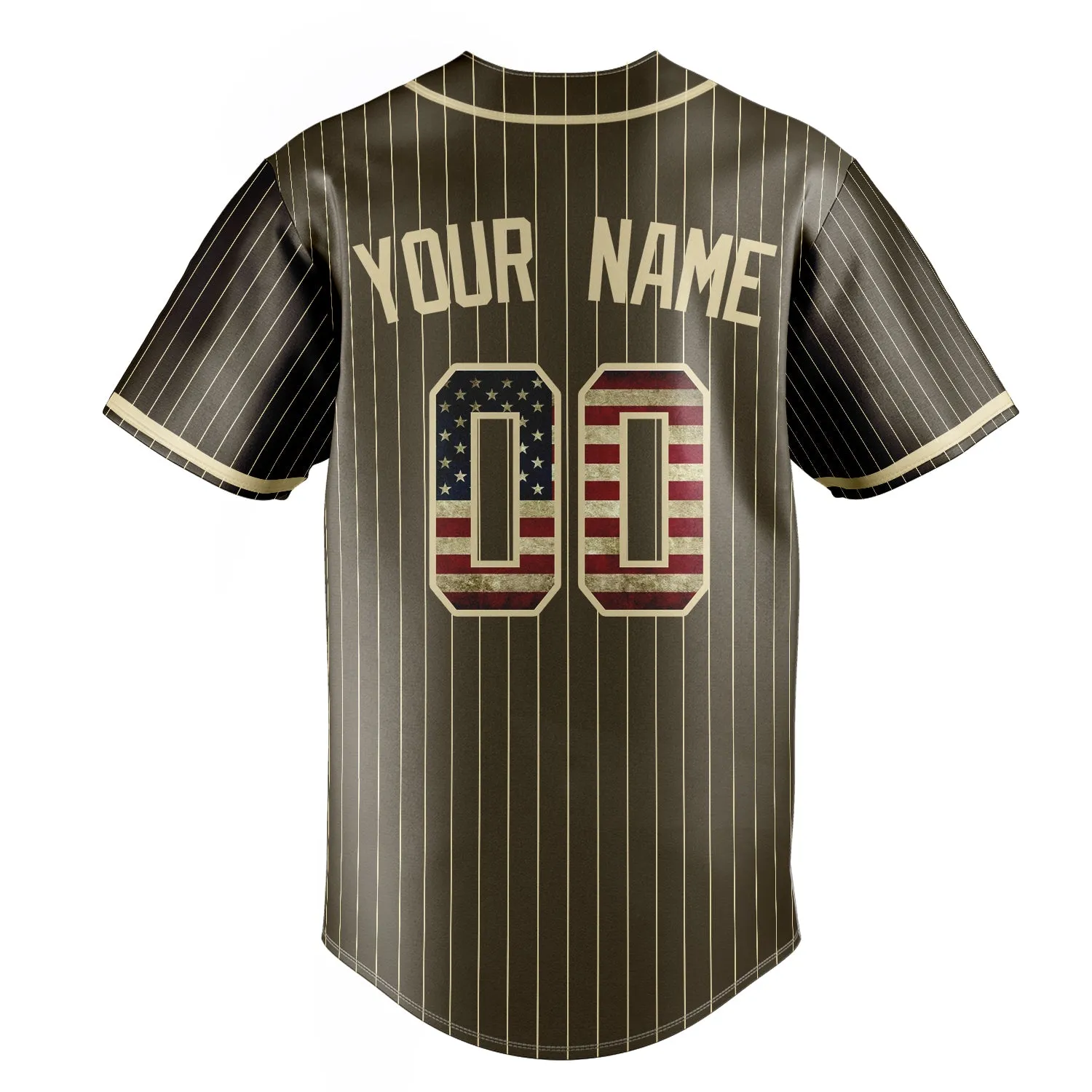 Custom Olive & Cream Vintage USA Flag Fan Baseball Jersey sold by Tailorly product image thumbnail 4