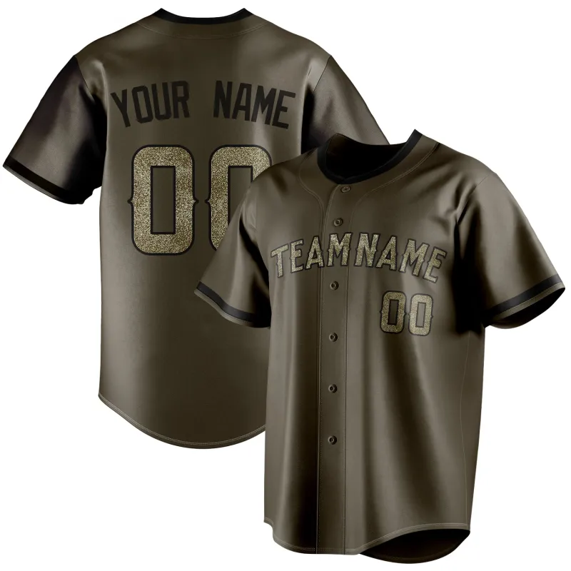 Custom Olive & Camo Color Fan Baseball Jersey sold by Tailorly