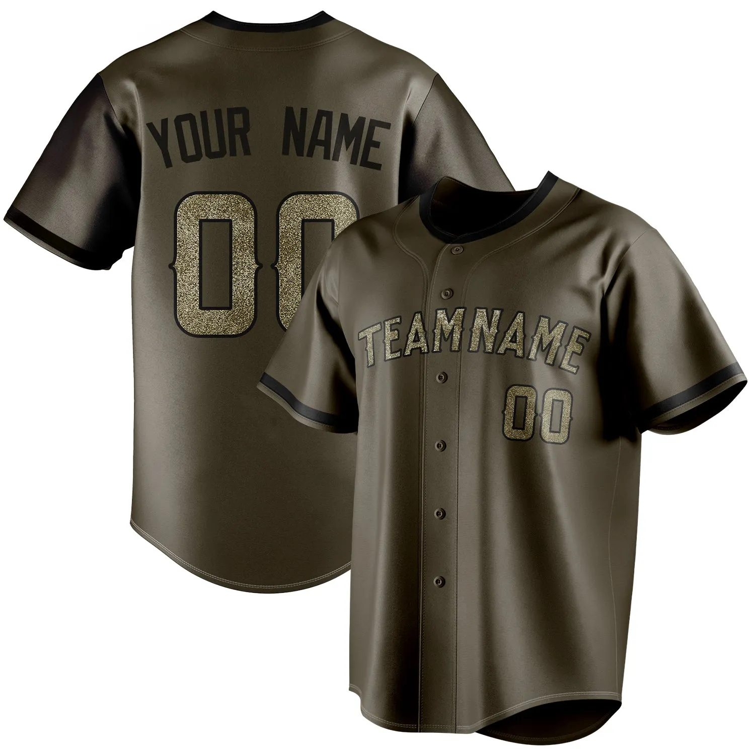 Custom Olive & Camo Color Fan Baseball Jersey sold by Tailorly